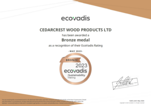 Cedarcrest Wood Products and Think Lightweight Awarded a Bronze Medal for EcoVadis 2023 Sustainability